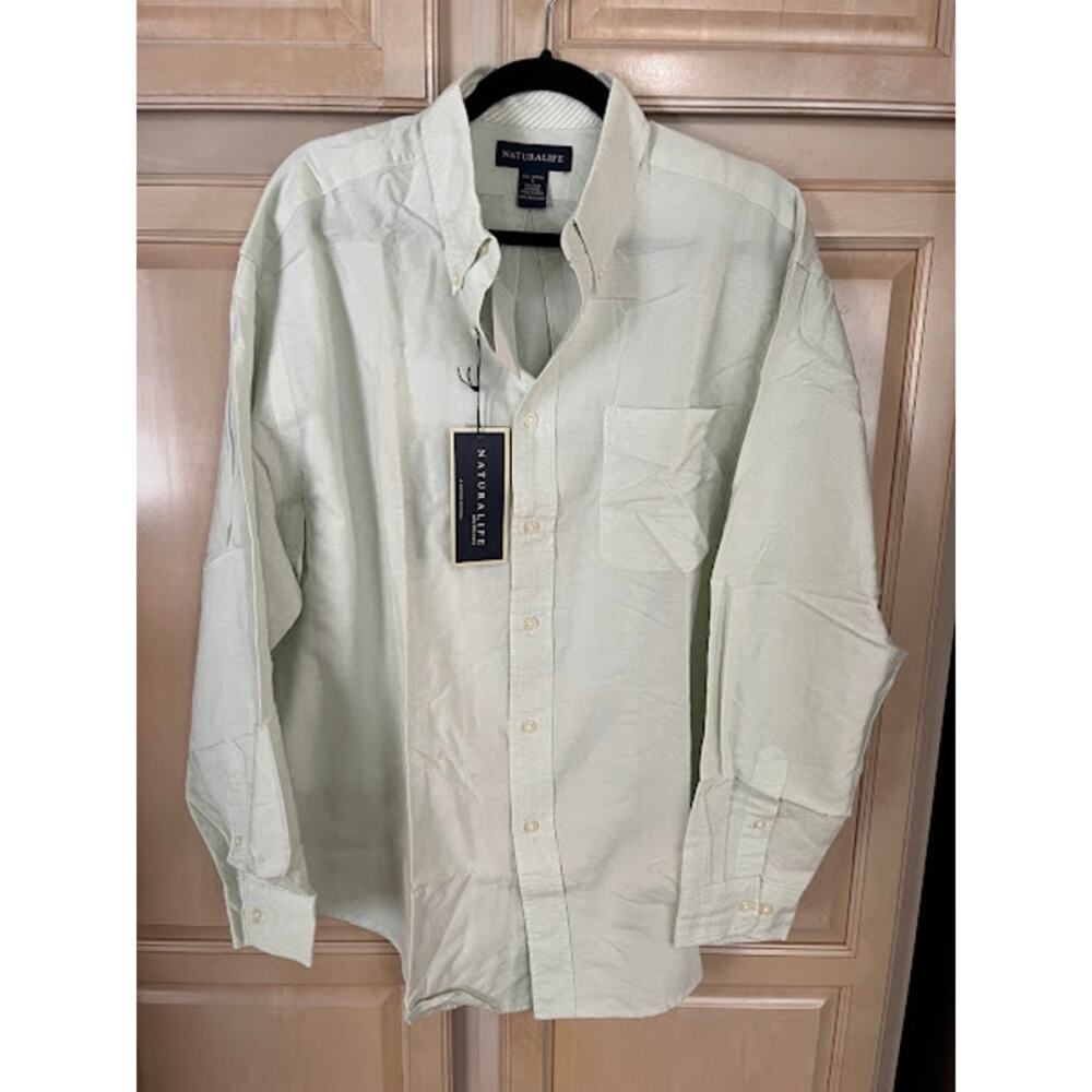 NWT Natural Life Shirt Cotton Seafoam Green Button Down Preppy